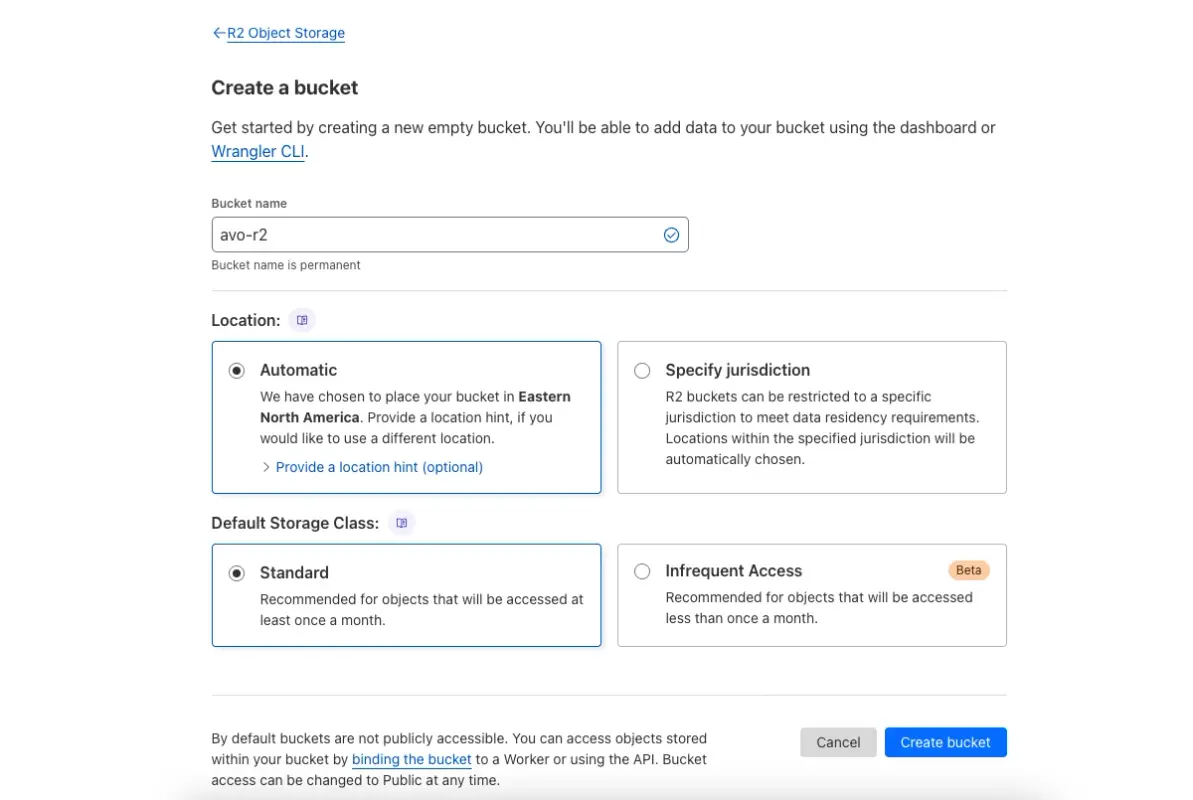 Bucket creation flow in Cloudflare R2