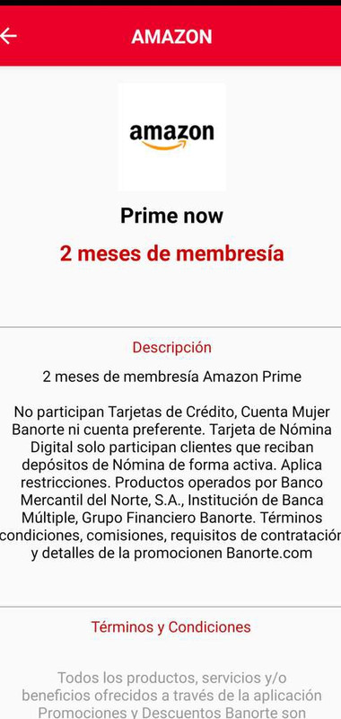 2 meses de membresía Amazon para clientes con nómina Banorte 
