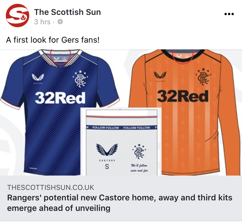 rangers castore 3rd kit