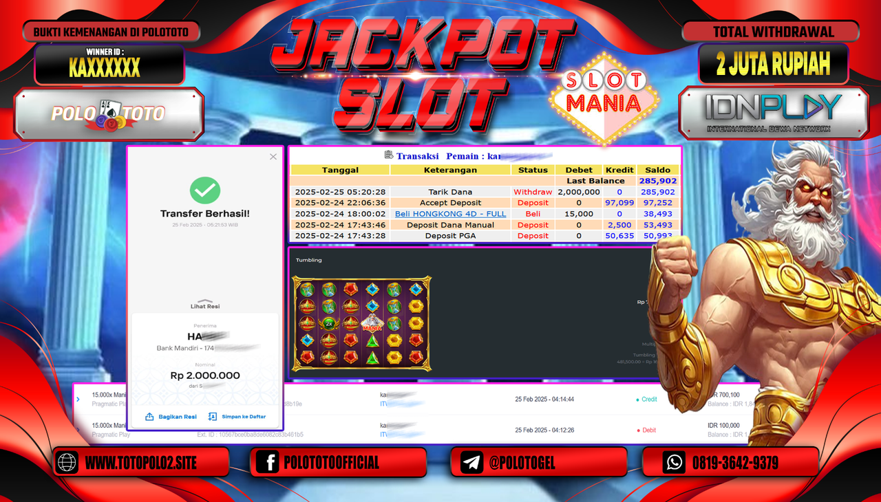 POLOTOTO JACKPOT SLOT 15.000X MANIA Rp.2.000.000,-