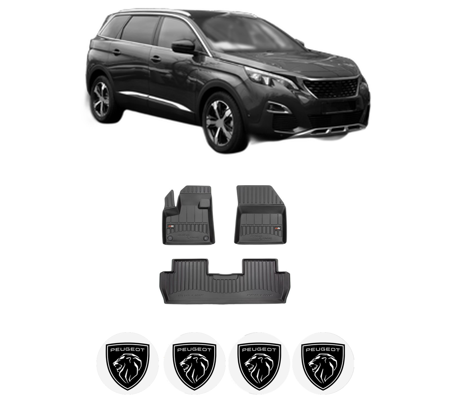 Set covorase presuri PEUGEOT 5008 II (MC_, MJ_, MR_, M4_) din 2016-2023, auto, din cauciuc thermoplastic, 4 Stickere auto cu PEUGEOT