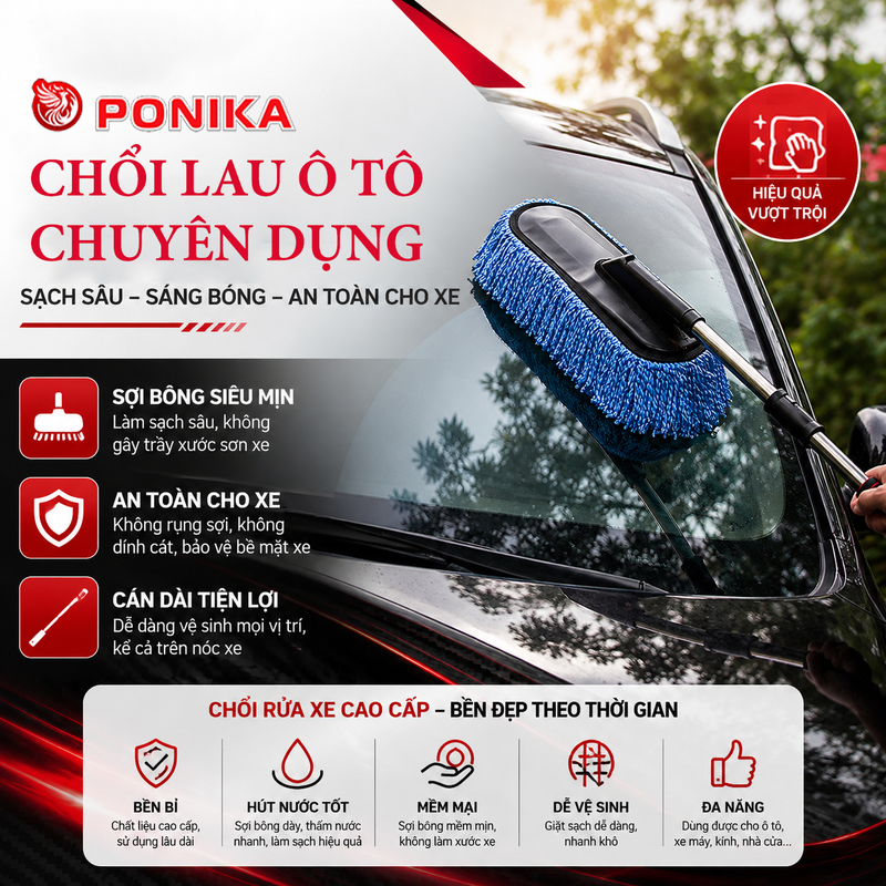 Chổi Lau Xe Ô Tô Chuyên Dụng PONIKA