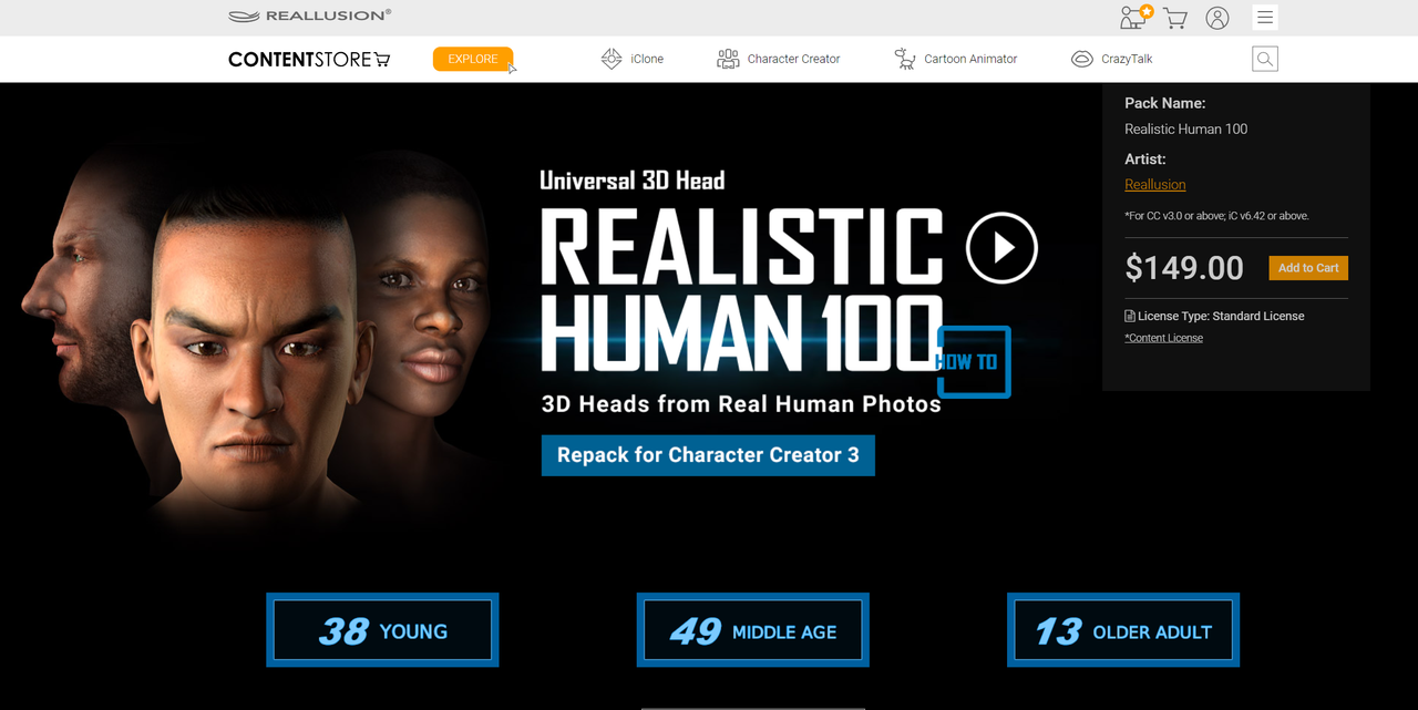 [ Reallusion Repack for cc ] Realistic Human 100 Male