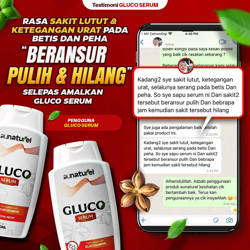 Testimoni pengguna Gluco Serum untuk kekejangan urat betis dan peha