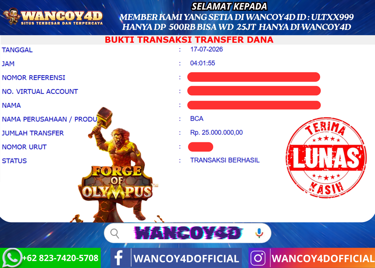 WANCOY4D FORGE OD OLYMPUS PRAGMATIC RP.25.000.000 -LUNAS