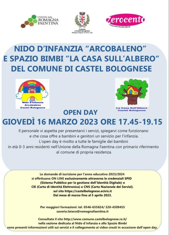 Aperte le iscrizioni ai servizi educativi e integrativi per la prima infanzia. Open Day a Castel Bolognese il 16 marzo