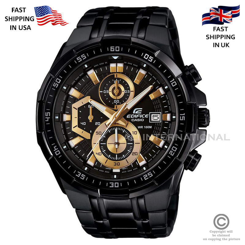 Casio Edifice EFR-539SG-1AVUDF Chronograph Stainless Steel Black Gold Dial  Watch | eBay