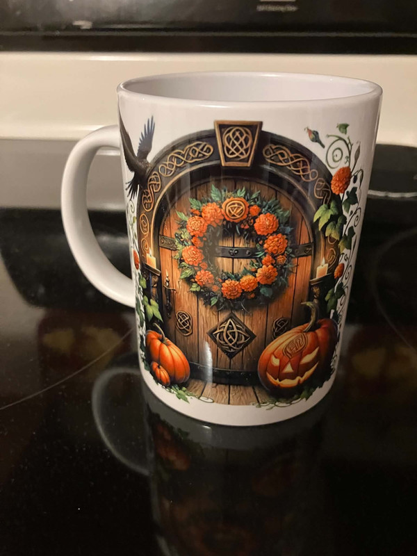 handcrafted sublimated 15 oz Samhain mug