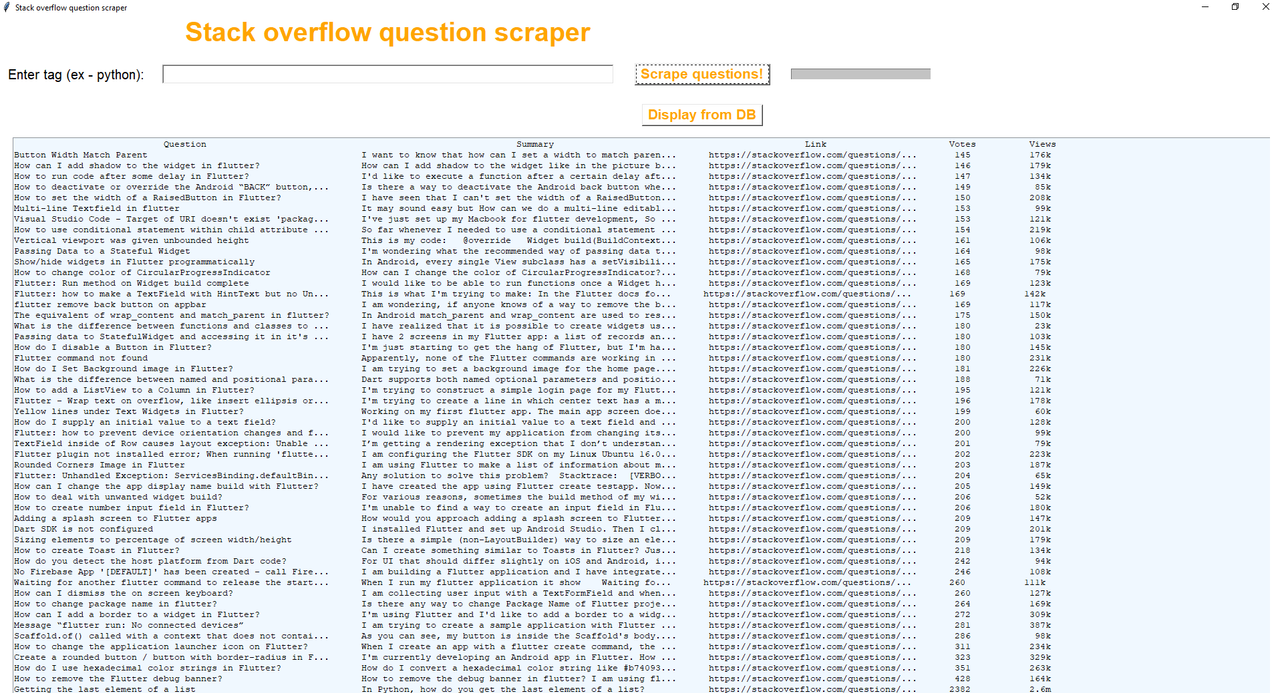 Stack overflow question scraper