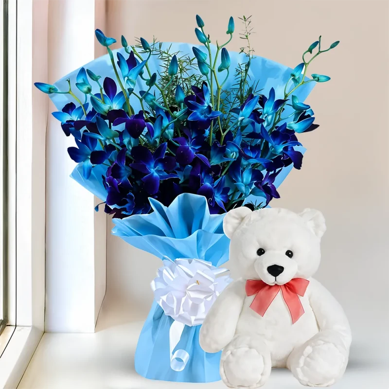 Blue Orchid With Teddy  Image
