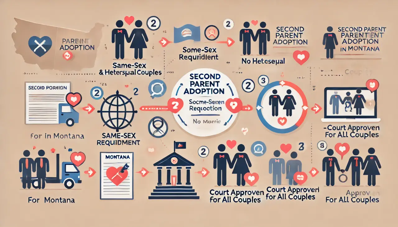 Steps for second parent adoption in Montana for LGBTQ+ and heterosexual couples.