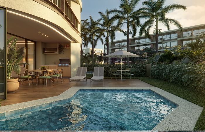 Piscina privativa em ambiente integrado à natureza