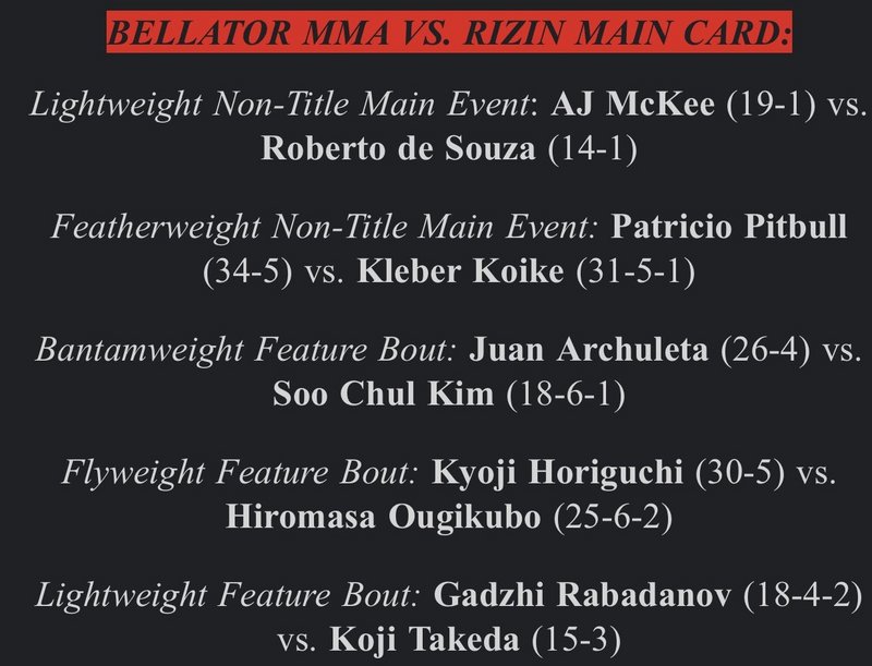 Обявиха главната карта за събитието Bellator срещу RIZIN
