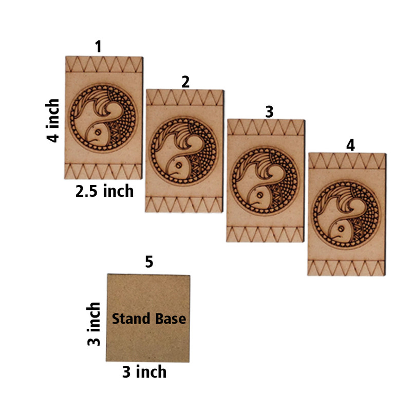 Madhubani painting on Engraved MDF Pen Stand Hobbyist level DIY Kit 