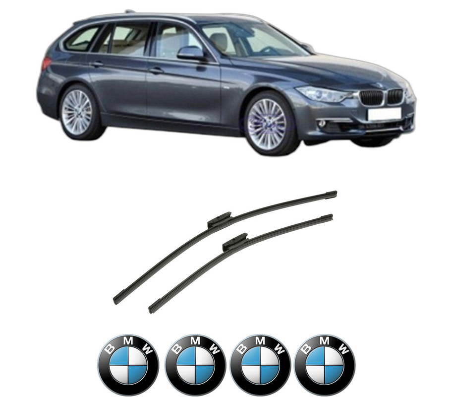 Set stergatoare auto BMW Seria 3 Touring (F31) din 2012-2019, pentru parbriz auto, 2 bucati, Bosch Aerotwin Multi, din cauciuc siliconat rezistent, 4 Stickere Auto BMW Seria