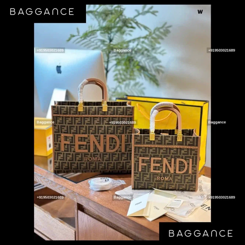 The Grand Fendi Sunshine Tote – Majestic Leather & Wood Masterpiece