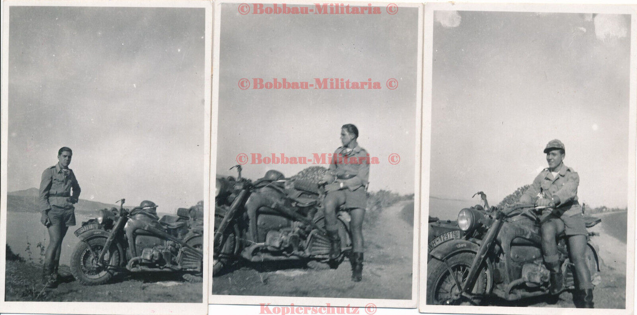 Griechenland Kreta 1944 Kriegsmarine Soldat mit Zündapp KS 750 Gespann bike