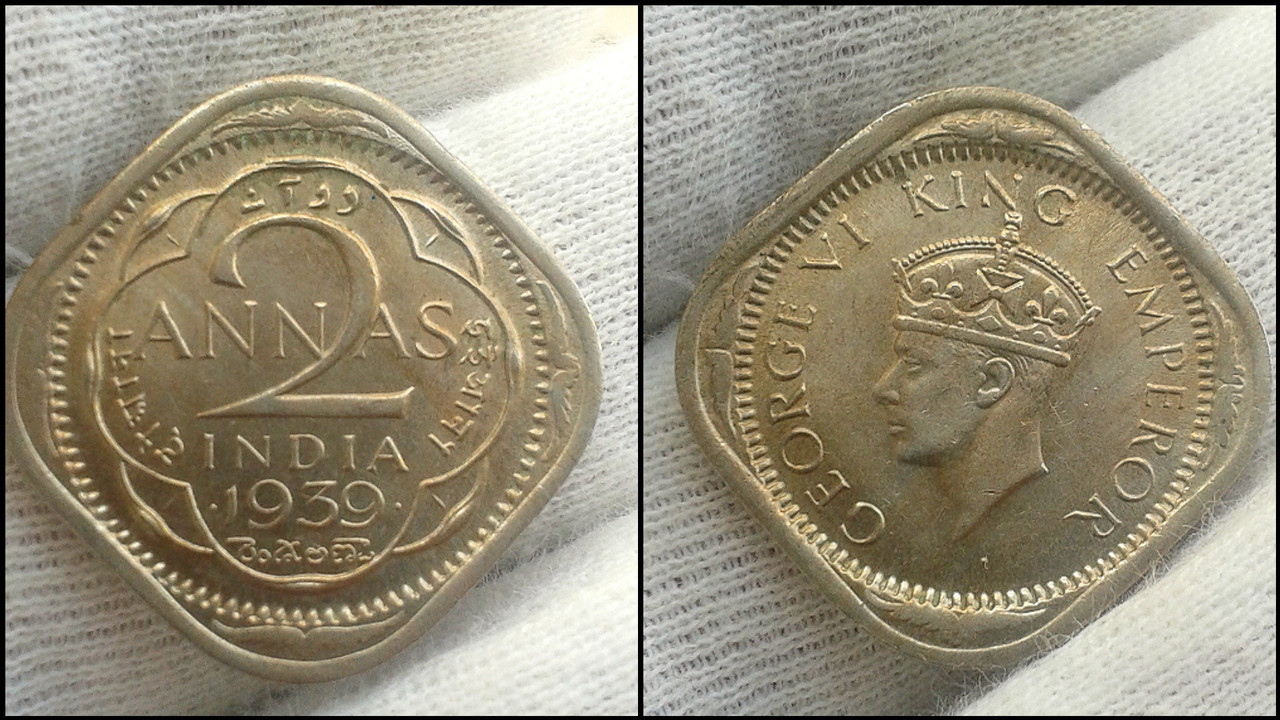 2 Annas de 1939 (2⁰ tipo). India británica. Jorge VI. Polish-20221102-013604061