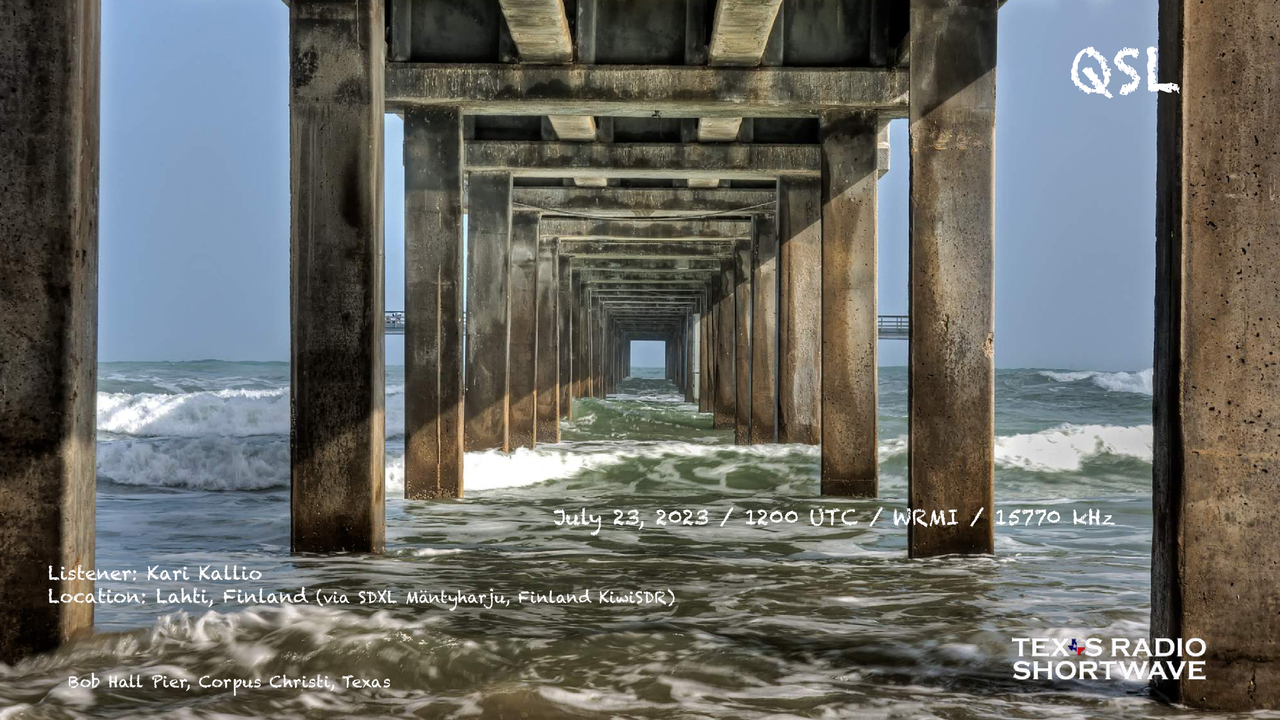 TRSW - Bob Hall Pier (15770 kHz) QSL_WRMI - Kallio-1