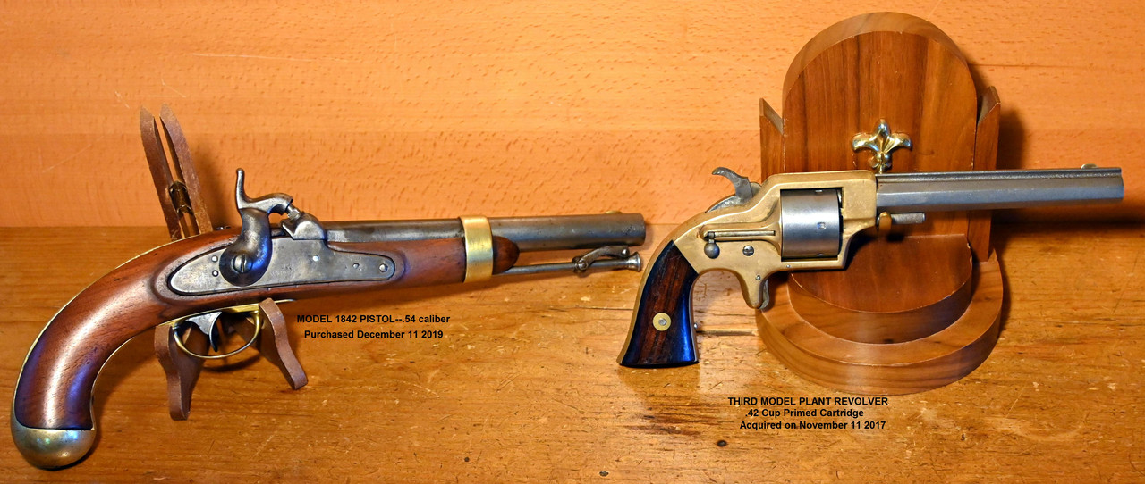Model 1842 pistol and 3rd Model Plant revolver