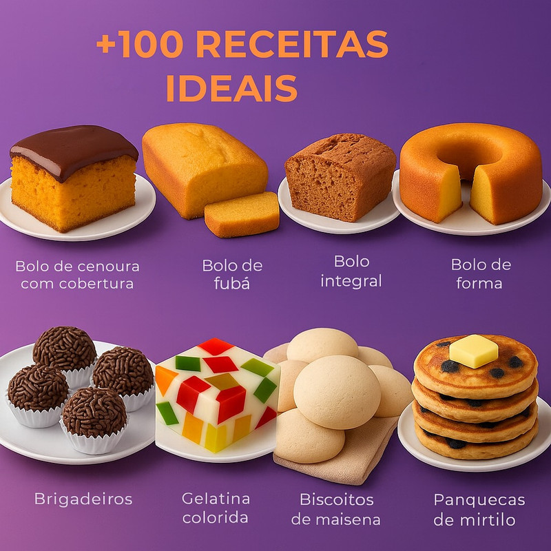 Selo de qualidade com várias fotos de receitas sem lactose