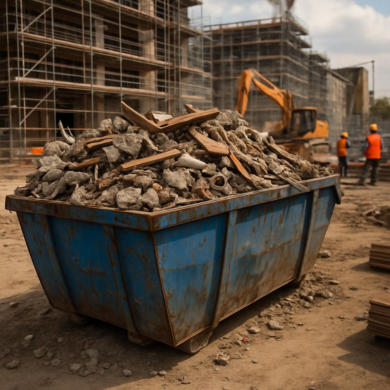 Контейнер для строительного мусора на стройплощадке