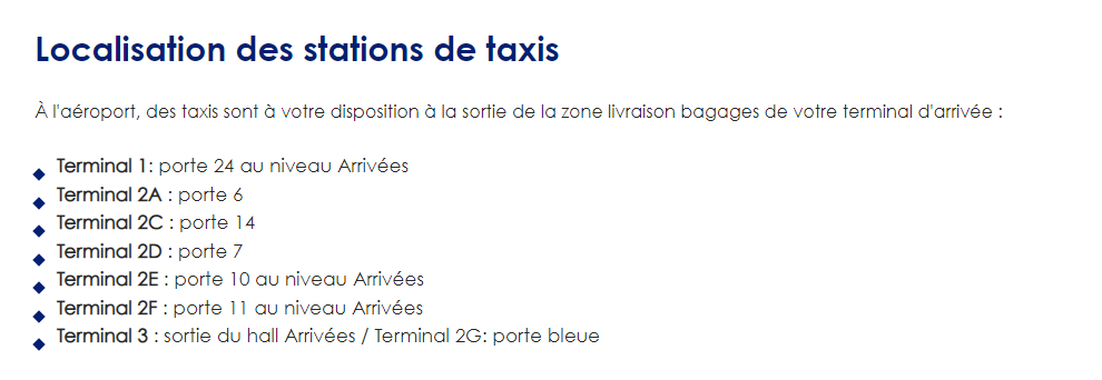 Paradas de Taxis - Aeropuerto de Charles de Gaulle - Aeropuerto París-Charles de Gaulle (CDG) y traslados - Forum France