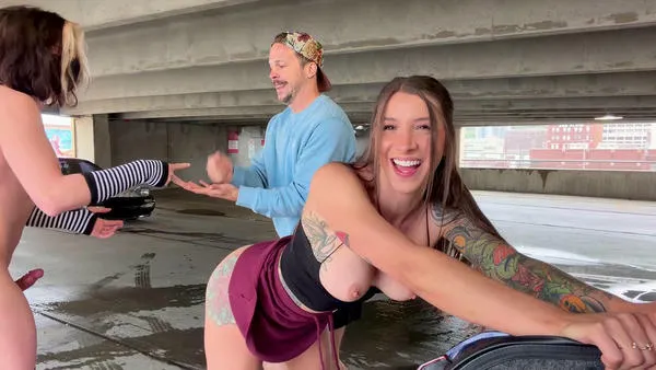 Mathema Kitten Rock Paper Scissors Challenge MFM Taking Turn On Her Pussy In The Parking Lot