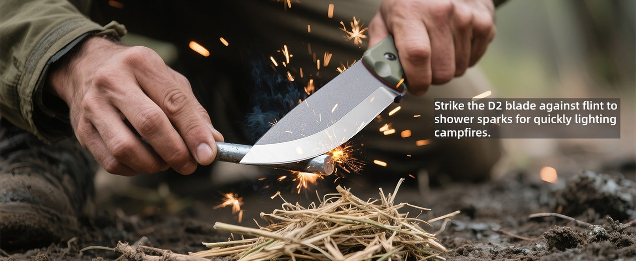 EZSHOOT Fixed Blade Knife 5.1 inch D2 steel full tang outdoor knife