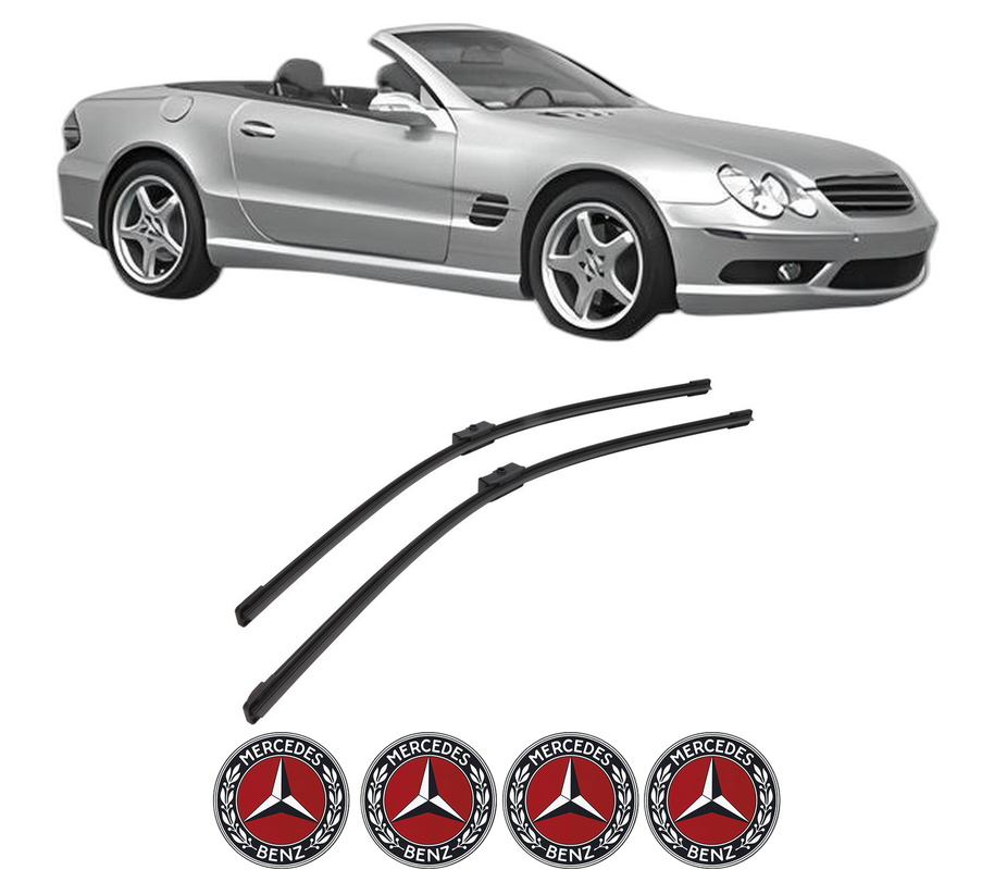 Set stergatoare auto MERCEDES-BENZ SL (R230) din 2001-2012, pentru parbriz auto, 2 bucati, Bosch Aerotwin, din cauciuc siliconat rezistent, 4 Stickere Auto MERCEDES-BENZ