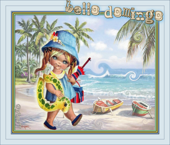 Vamos a la Playa- Fondo Swill Ondas- Marco de Colores con Paspartu  Domingo
