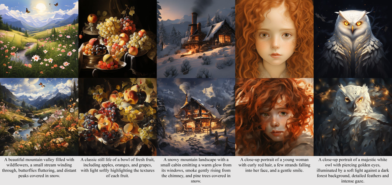 Figure 3. Images generated by standard decoding (top) and random replacement decoding (bottom).