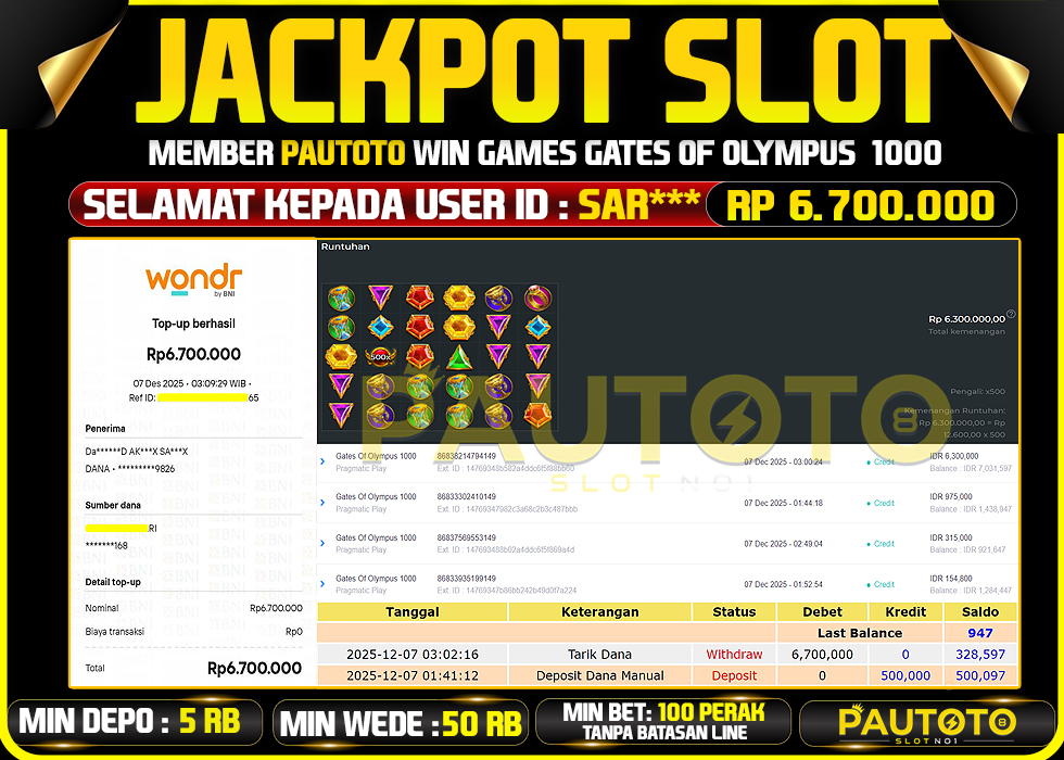 BUKTI JACKPOT LUNAS PAUTOTO