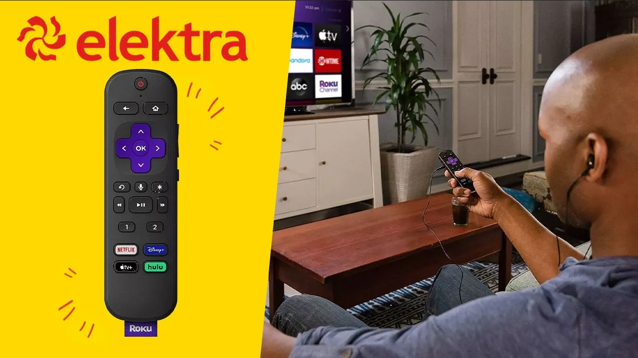 ¡Oferta Elektra! Control Remoto Recargable de Voz Pro Roku por $899