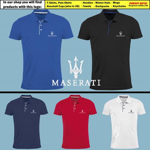 Maserati Slim Fit Polo T Shirt Embroidered Auto Car Logo Tee Gift Slim Fit Polo T Shirt Embroidered