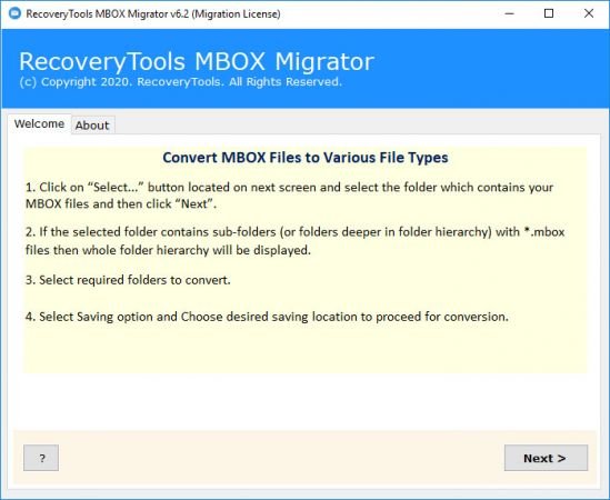 RecoveryTools MBOX Migrator 7.2