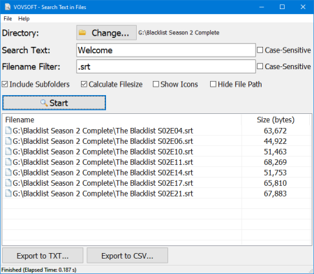 VovSoft Search Text in Files 2.2