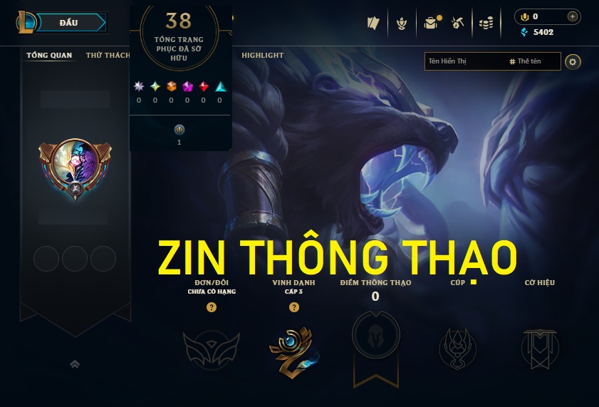 Acc LMHT # - Không Khung