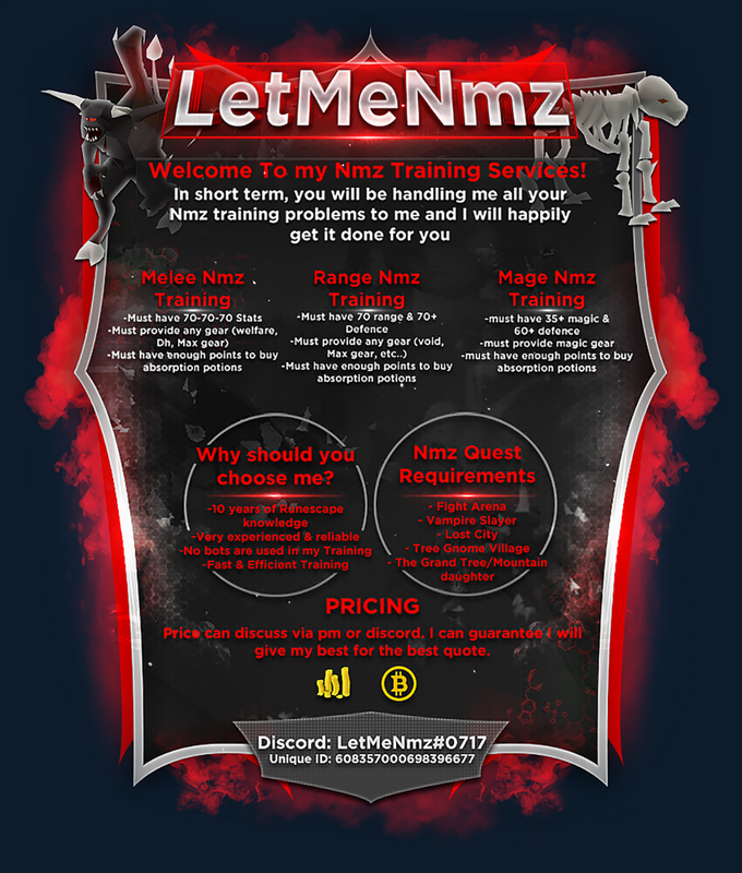 [200Donor]{100vouches+} 20gp/XP CHEAP/BEST NMZ SERVICE MELEE/RANGE