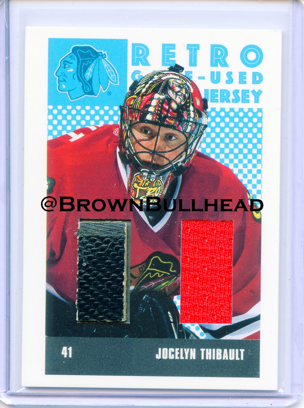 2002 03 ITG Parkhurst Retro Stick Jersey RSJ 30 Jocelyn Thibault Chicago Blackhawks COPY 3A