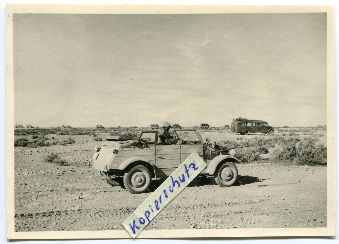 Deut. VW-Kübelwagen und Bus des Afrikakorps in A