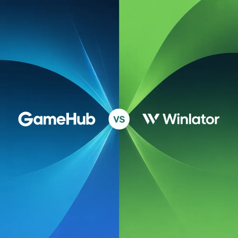 GameHub vs Winlator comparison chart showing features and performance