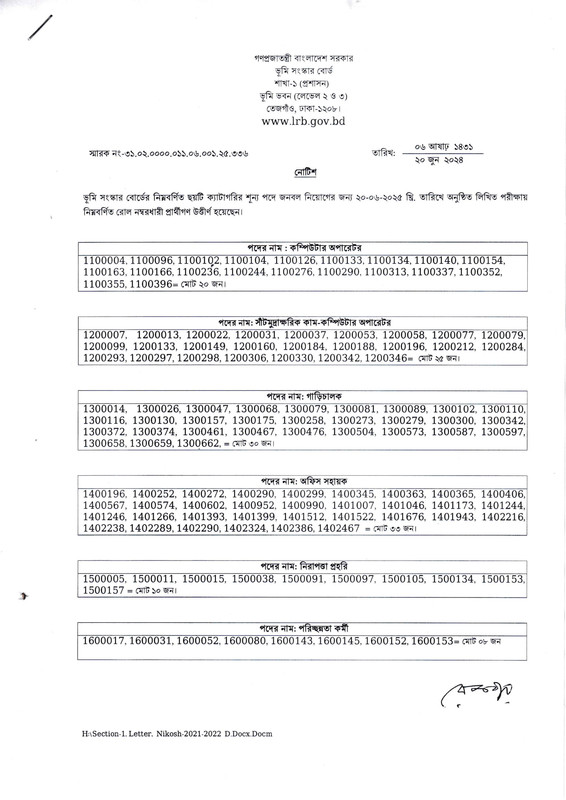 Land Reforms Board (LRB) Exam Result 2025 PDF-1