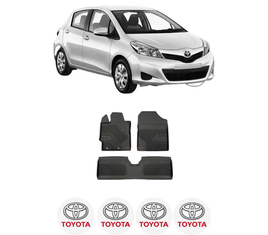 Set covorase presuri TOYOTA YARIS (_P13_) din 2010-2020, auto, din cauciuc thermoplastic, 4 Stickere auto cu TOYOTA