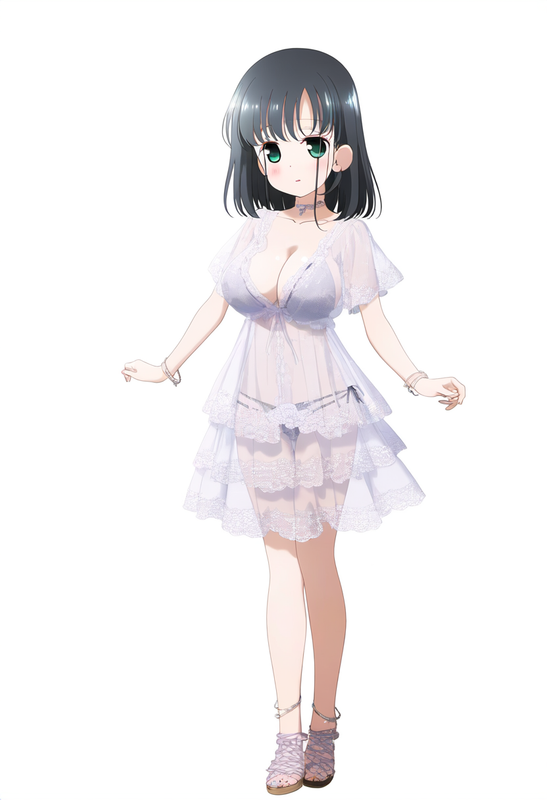 1girl, {{touyoko momoko (saki)}}, kobayashi ritz, black hair, green eyes, see-th s-3349283531