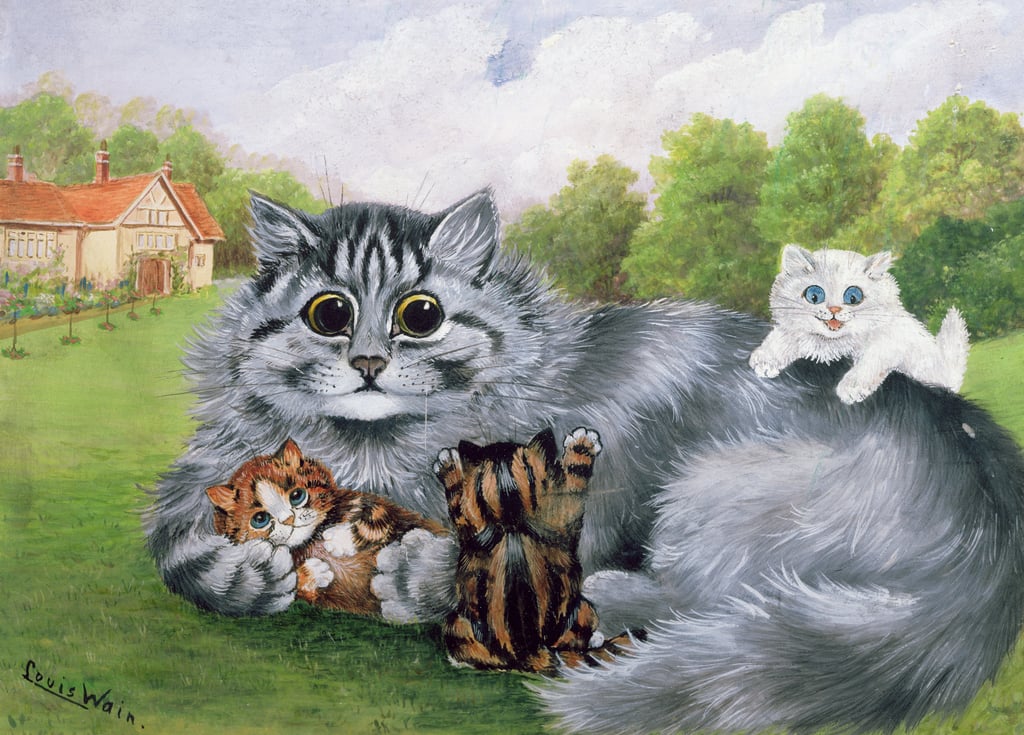 00-Louis-Wain-Cat-and-her-Kittens-Meister-Drucke-186937