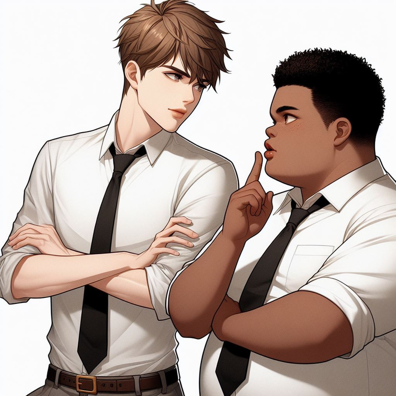 two young men. one of them was tall, very handsome and fair-skinned, but evil-looking with s 1