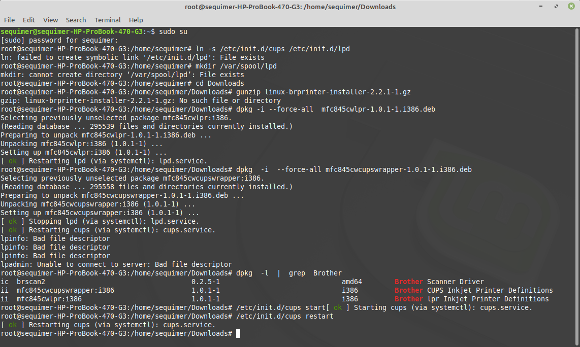 Solved] Brother MFC-845CW Install Linux Mint 19.2 Cinnamon - Linux Mint  Forums