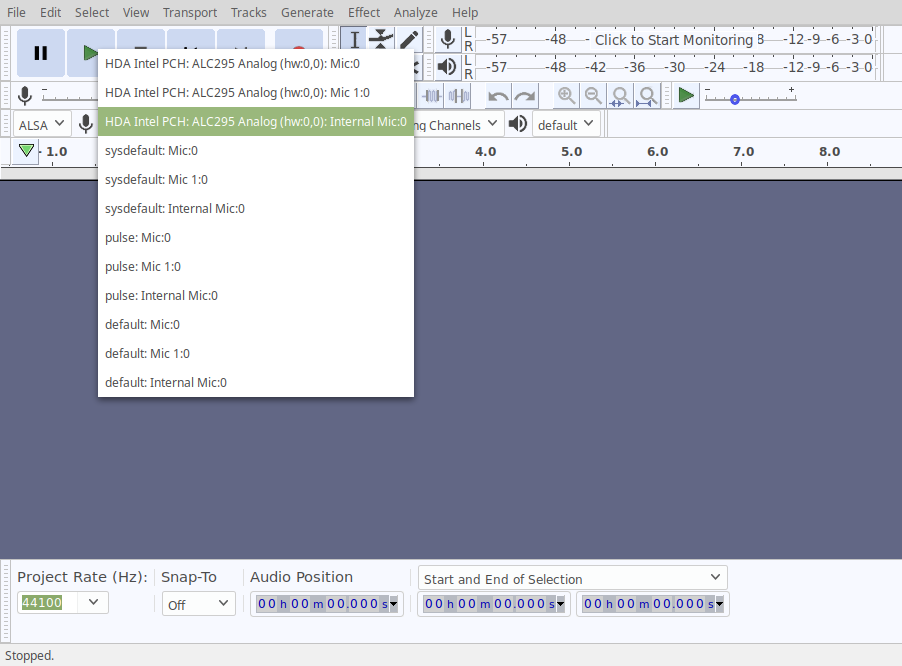 Audacity line in recording