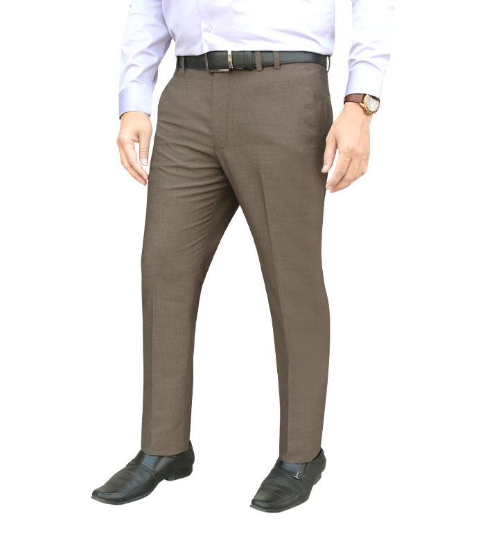 Men’s Formal Trouser Slim Fit Plain Front Cross Pocket Color: 41 ( DK Olive Dot)